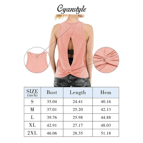 Cyanstyle XL comfortable workout athletic casual, easy-going gym shirt open back - Picture 7 of 8